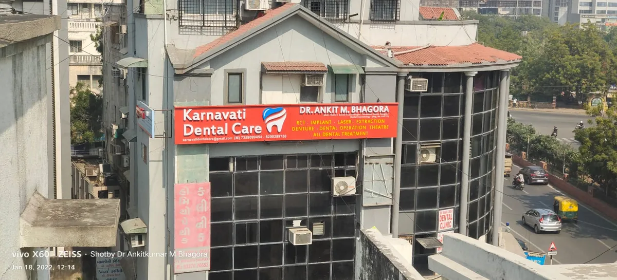 Himalaya Complex on Lad Society Road, Vastrapur, the building housing Karnavati Dental Care